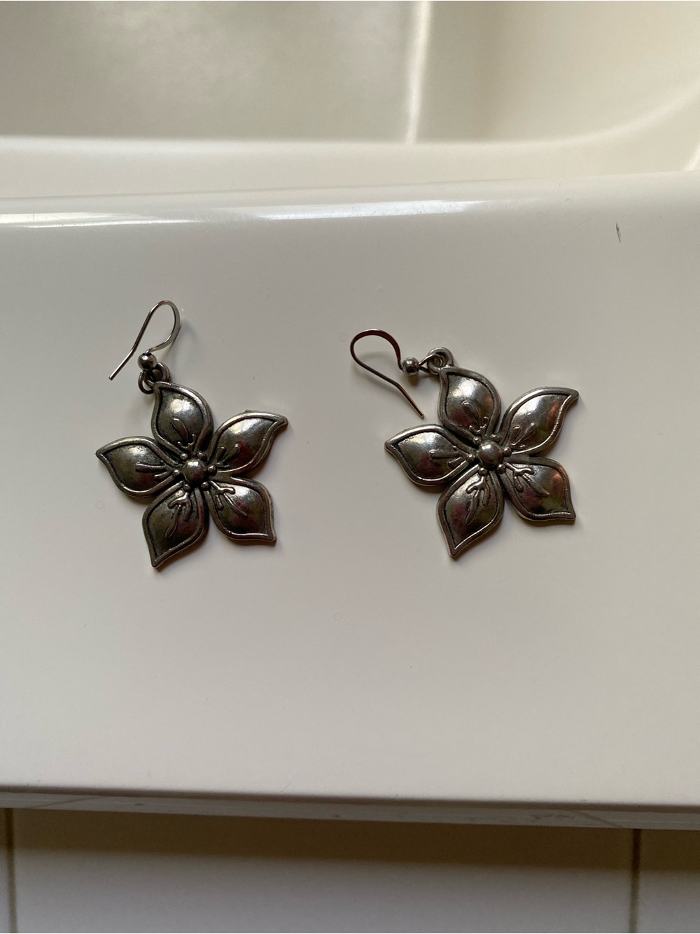 Sterling Silver Flower Petal Drop Earrings